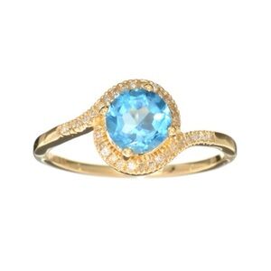 Brilliant Blue Topaz Diamond 14k Gold Alternative Engagement Ring Wedding 7.5